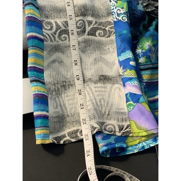 Chico’s Women’s Light Cardigan 3 US XL Silk Blend Vibrant Colorblock Patterns - Picture 8 of 9